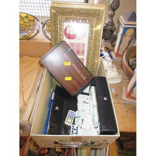 377 - VINTAGE SOLITAIRE WITH DOMINOES PHOTO FRAMES AND 1960S ROLODEX