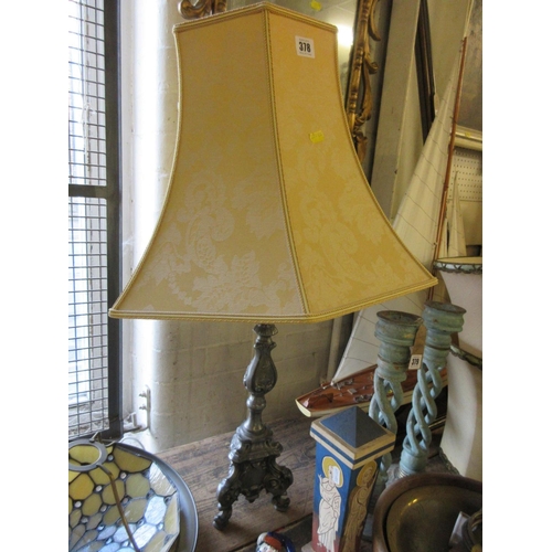 378 - PEWTER STYLE TABLE LAMP AND SHADE