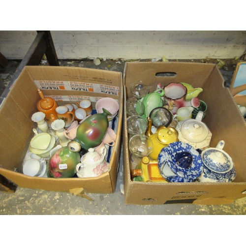 389 - TWO BOXES OF MISCELLANEOUS CERAMICS ETC