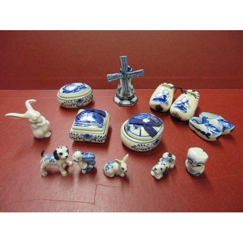 398 - DELFTWARE MINATURES INCLUDING RABBITS DOGS CATS