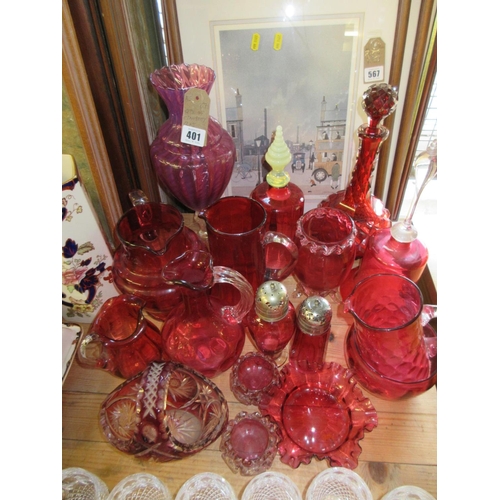 401 - QUANTITY OF CRANBERRY GLASS