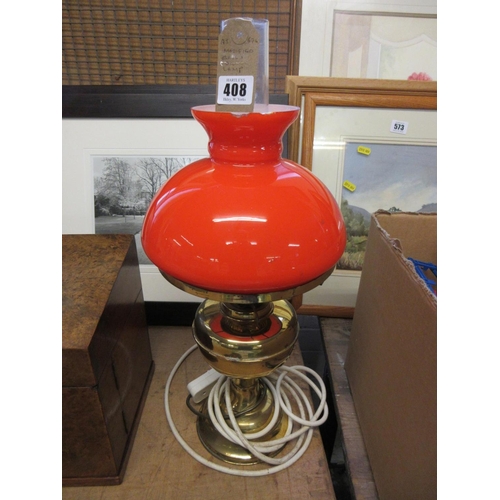 408 - MODIFIED BRASS OIL LAMP