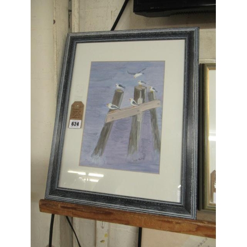 FRAMED KNOTS AND A BIRD PAINTING