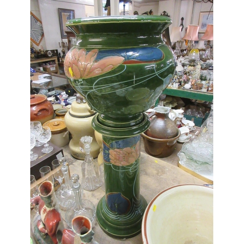 88 - LARGE ART NOUVEAU EARTHENWARE JARDINIERE AND STAND