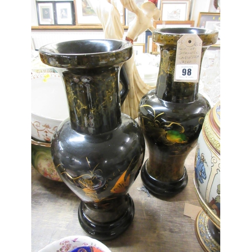 98 - PAIR OF JAPANESE LACQUERED VASES