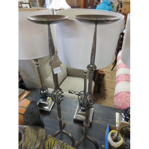 274A - PAIR OF LARGE METAL CANDLESTICKS