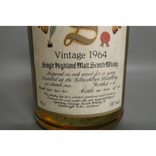 118 - One bottle Glen Albyn 25yr old single Highland malt Scotch whisky, distilled March 1964 and bottled ... 