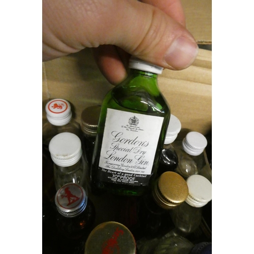 27 - Three boxes of approximately 120 spirit and liqueur miniatures, including gin and cognac (Est. plus ... 