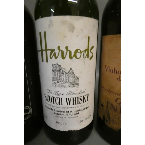 31 - One bottle of Harrods de luxe blended scotch whisky, together with a Harrods old tawny port and a Do... 