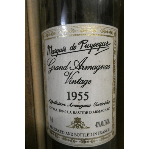 45 - One bottle Marquis de Puysegur 1955 Grand Armagnac, boxed, 70cl, 40% (Est. plus 24% premium inc. VAT... 