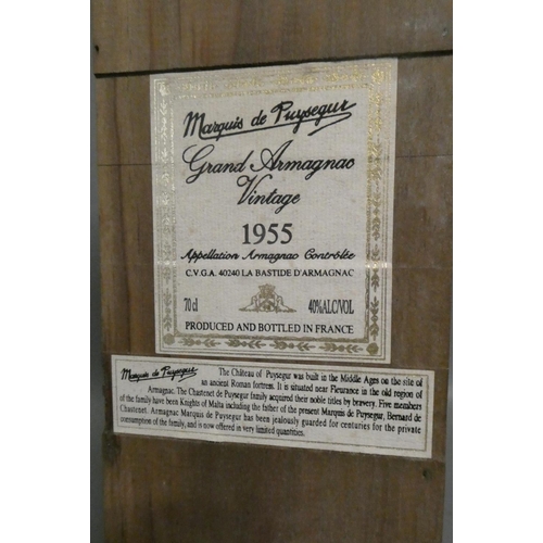 45 - One bottle Marquis de Puysegur 1955 Grand Armagnac, boxed, 70cl, 40% (Est. plus 24% premium inc. VAT... 