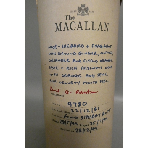 68 - One bottle The Macallan cask strength single Highland malt scotch whisky, fino sherry butt cask, cas... 