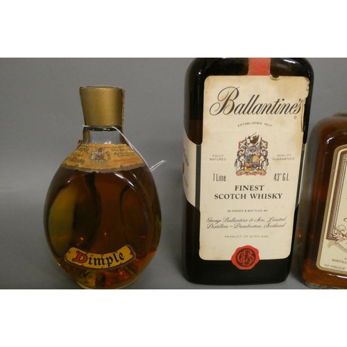 83 - Three bottles of vintage whisky, comprising 1litre Ballantines finest Scotch whisky, 26 2/3 fl. ozs.... 