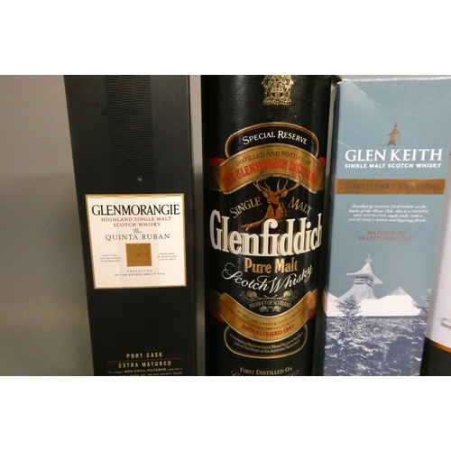 84 - Five bottles of Scotch whisky, comprising a 12yr old Bowmore The Original in tube, a 10yr old Tomati... 