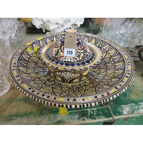 115 - LARGE TUNISIAN BOWL AND LIDDED POT