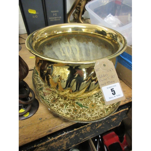 5 - BRASS JARDINIERE AND A TRAY