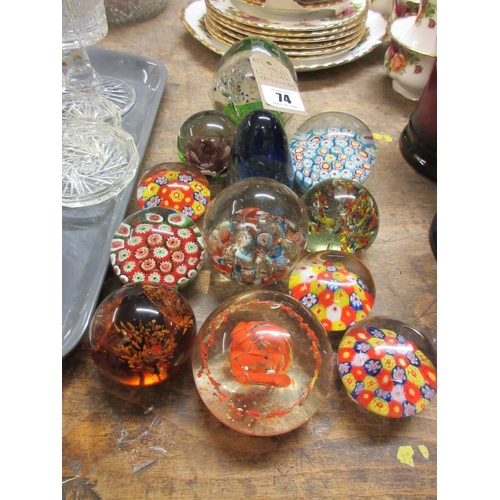 74 - TWELVE GLASS PAPERWEIGHTS