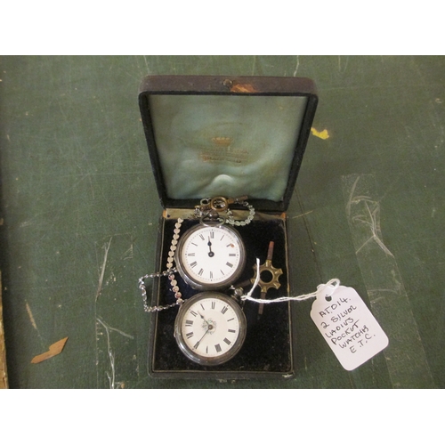 167A - TWO LADIES SILVER POCKET WATCHES ETC