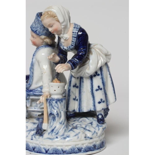 15 - A CRISTOFORO PORCELAIN FIGURE GROUP ALLEGORICAL OF WINTER, c.1870, modelled as a young boy and girl ... 