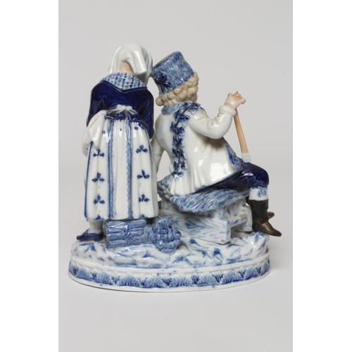 15 - A CRISTOFORO PORCELAIN FIGURE GROUP ALLEGORICAL OF WINTER, c.1870, modelled as a young boy and girl ... 