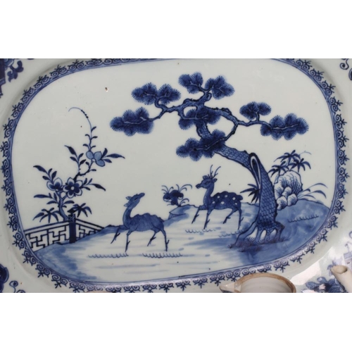 2 - A COLLECTION OF CHINESE BLUE AND WHITE PAINTED PORCELAIN comprising a canted oblong meat dish with t... 