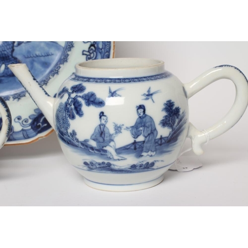 2 - A COLLECTION OF CHINESE BLUE AND WHITE PAINTED PORCELAIN comprising a canted oblong meat dish with t... 