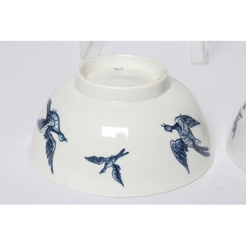 29 - THREE WORCESTER PORCELAIN BOWLS, various dates, comprising Birds in Branches, hatched crescent, 6 1/... 