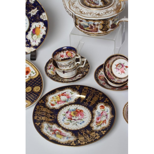 34 - A COLLECTION OF REGENCY PORCELAIN including a Spode gadrooned teacup, two coffee cups and two saucer... 