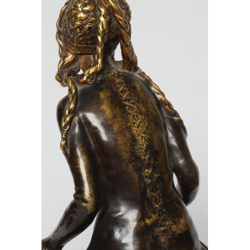 431 - ALEXANDRE CLERGET (French 1856-1931) Lady wearing medieval costume, gilded bronze, signed 'A Clerget... 