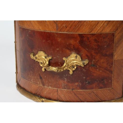 441 - A LOUIS XV STYLE KINGWOOD AND BURR WALNUT JARDINIERE, early 20th century, of serpentine form with gi... 