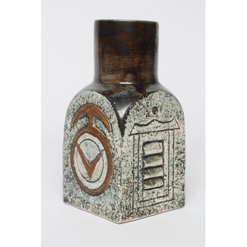 60 - A TROIKA POTTERY SPICE JAR with typical incised panels by Jane Fitzgerald in shades of brown and gre... 