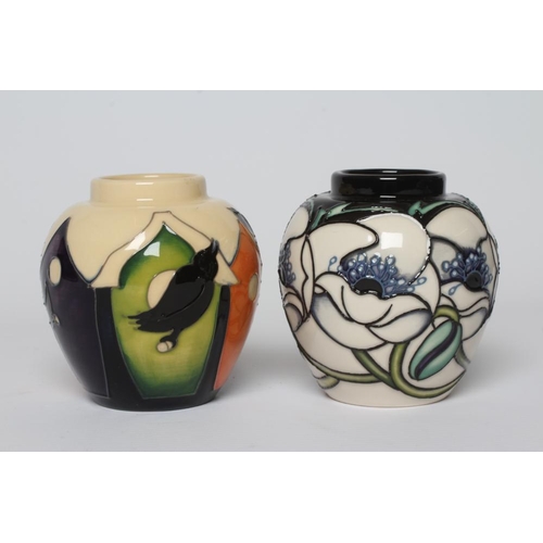 68 - TWO MOORCROFT POTTERY JARS comprising New Foundations, 2016, for the Collector's Club by Rachel Bish... 