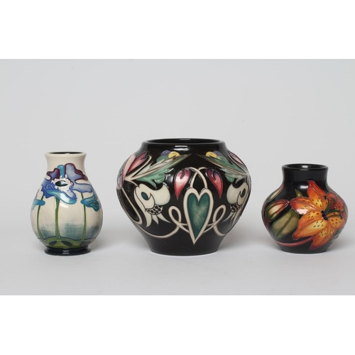 69 - THREE MOORCROFT POTTERY VASES comprising Talwin, 2017, of squat baluster form, 4