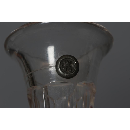 78 - A RICHARDSON'S PATENT CLEAR GLASS QUARTER GILL MEASURE, c.1880, of baluster form, the panelled neck ... 