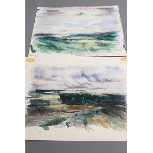 472 - HAROLD WHARFE (1916-1999) A collection of five unframed watercolours titled 'River Wharfe, near Burn... 