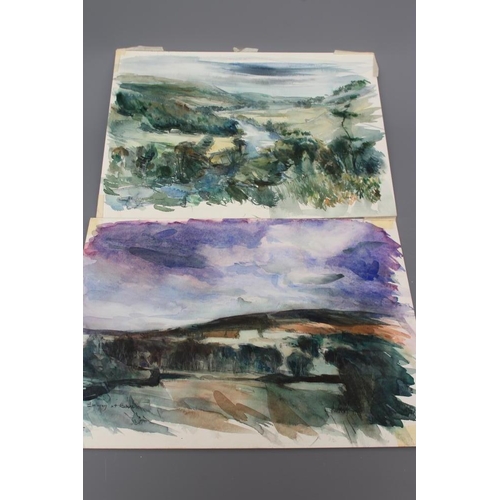 472 - HAROLD WHARFE (1916-1999) A collection of five unframed watercolours titled 'River Wharfe, near Burn... 