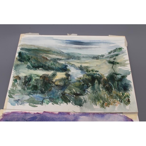 472 - HAROLD WHARFE (1916-1999) A collection of five unframed watercolours titled 'River Wharfe, near Burn... 