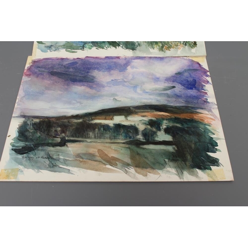 472 - HAROLD WHARFE (1916-1999) A collection of five unframed watercolours titled 'River Wharfe, near Burn... 