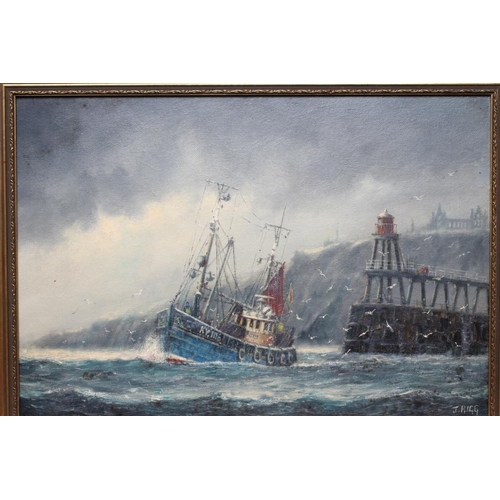 474 - JACK RIGG (1927-2023) Fisherman, signed lower right, oil on canvas board, 13 1/2