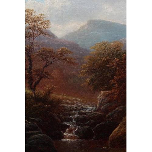 486 - WILLIAM MELLOR (1851-1931) A River Gorge with a Cascading Waterfall, signed lower left, oil on canva... 