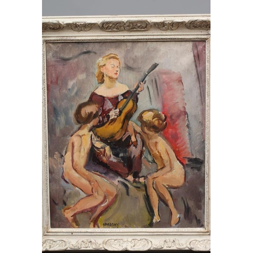 487 - PHILIP NAVIASKY (1894-1983) Musical Recital, signed lower left, oil on canvas, 25