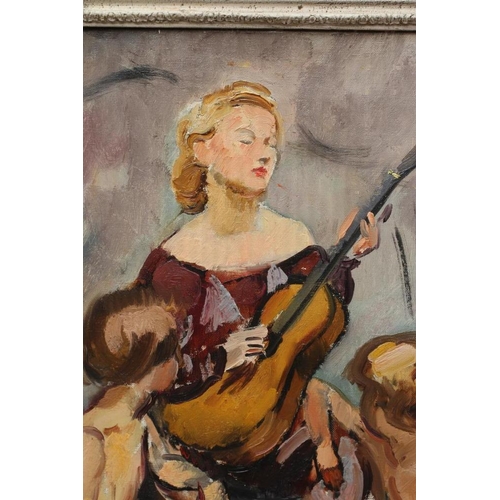 487 - PHILIP NAVIASKY (1894-1983) Musical Recital, signed lower left, oil on canvas, 25