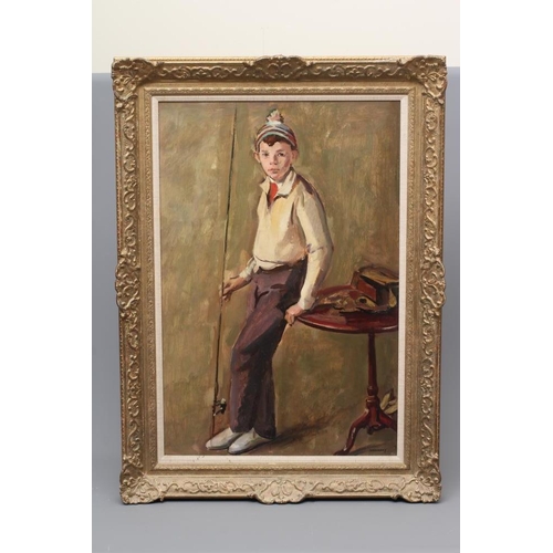 488 - PHILIP NAVIASKY (1894-1983) Boy with Fishing Rod, signed lower right, inscribed with title verso, oi... 