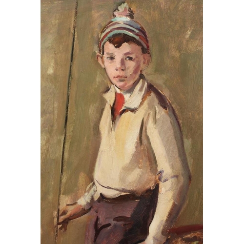 488 - PHILIP NAVIASKY (1894-1983) Boy with Fishing Rod, signed lower right, inscribed with title verso, oi... 