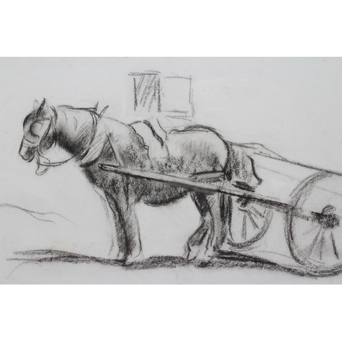 492 - PHILIP NAVIASKY (1894-1983) Horse and Cart, signed lower right, charcoal, 13