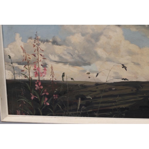 499 - PETER KENNETH COWLEY JACKSON (1930-2006) Yorkshire Landscape with Flowers to the Foreground, signed ... 