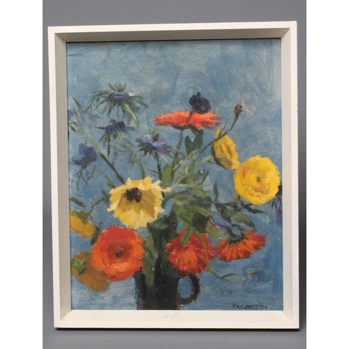 500 - PETER KENNETH COWLEY JACKSON (1930-2006), Still Life of Flowers, signed lower right, oil on board, 1... 