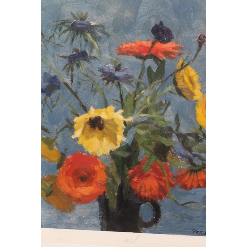 500 - PETER KENNETH COWLEY JACKSON (1930-2006), Still Life of Flowers, signed lower right, oil on board, 1... 