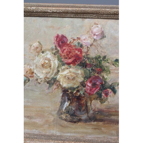 501 - HERBERT F ROYLE (1870-1958) Still Life of Roses in a Vase, signed lower right, oil on board, 11 3/4