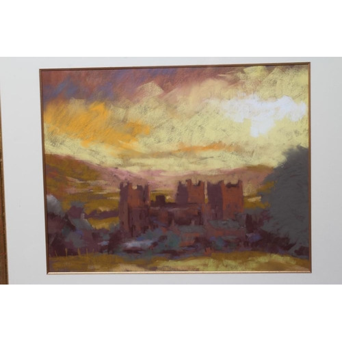 502 - TERRY LOGAN (b.1938) Castle Bolton, signed lower left, inscribed with title on label verso, pastel, ... 